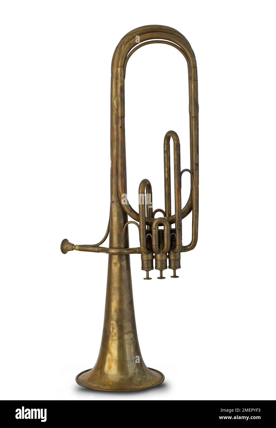 Baritone Saxhorn in BB mit 3 Berlins (Berliner Kolbenventile), hergestellt von Adolphe Sax, Paris, Frankreich, 1867 Stockfoto