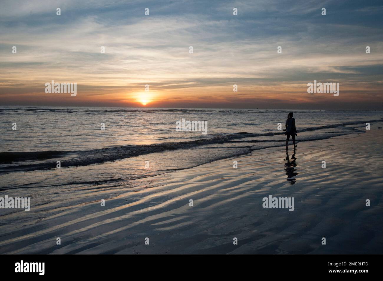 Myanmar, Westbirma, Sittwe, Strand bei Sonnenuntergang Stockfoto