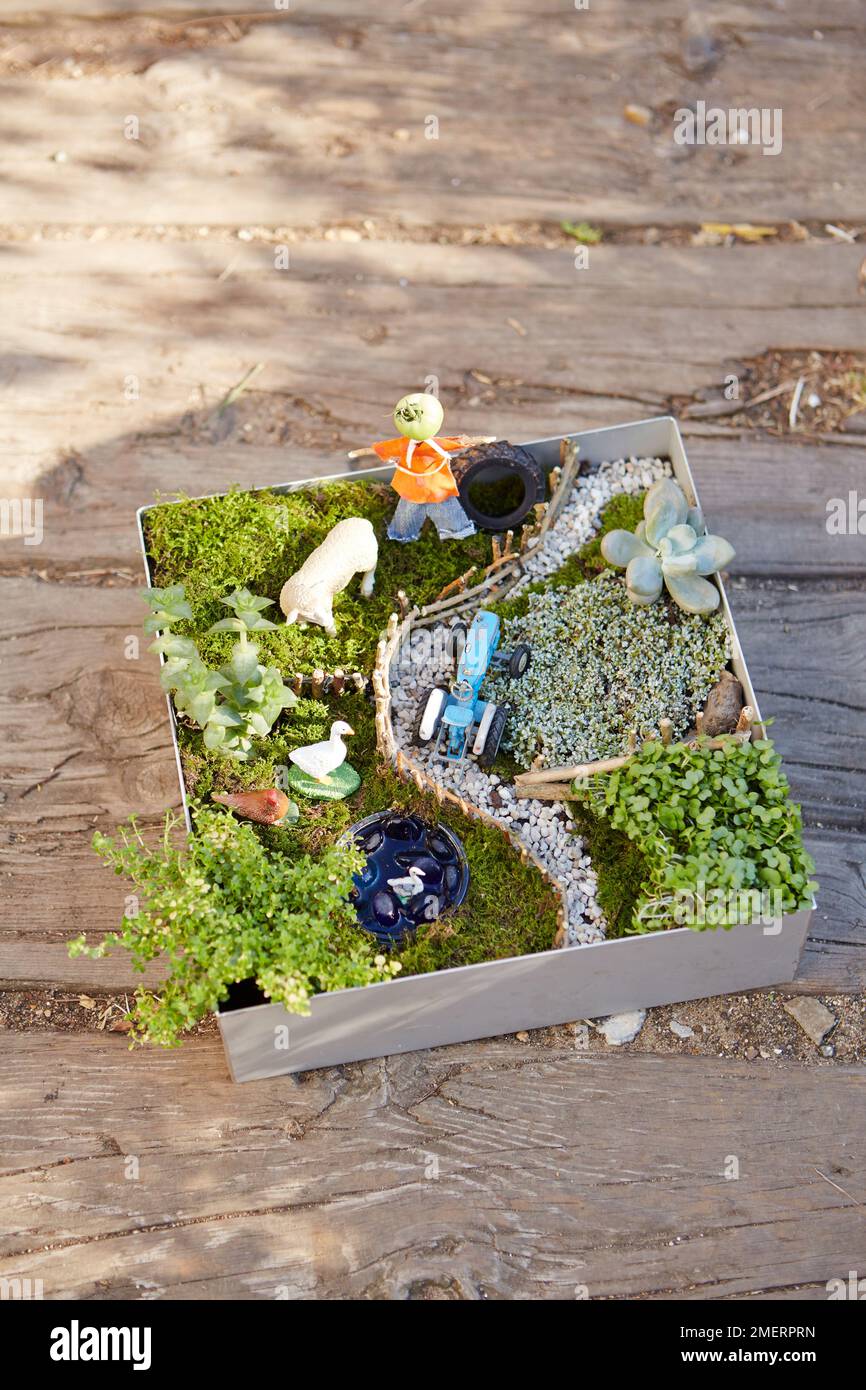 Kleine Gartenfarm für Kinder Stockfoto