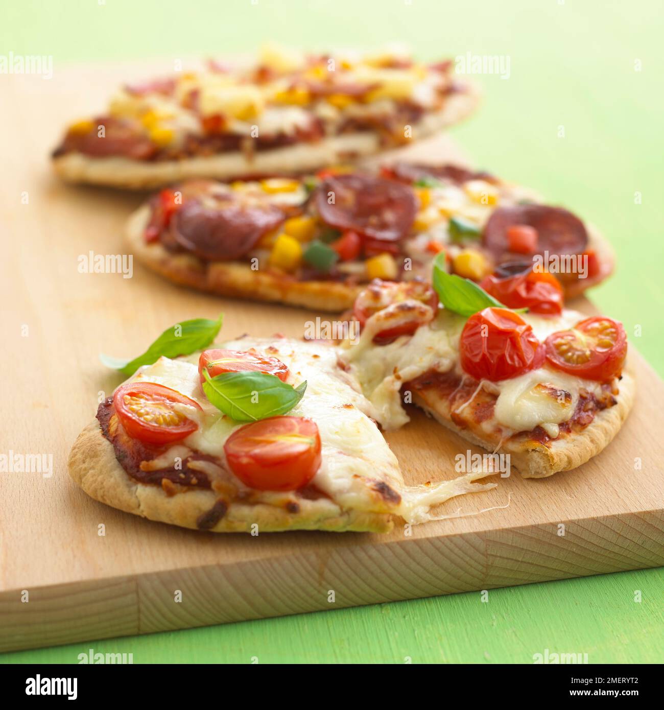 Pitta Brot Pizza Stockfoto