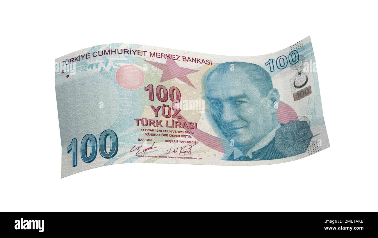 Veröffentlichung eines neuen türkischen Lira-Hinweises von 100 Stockfoto