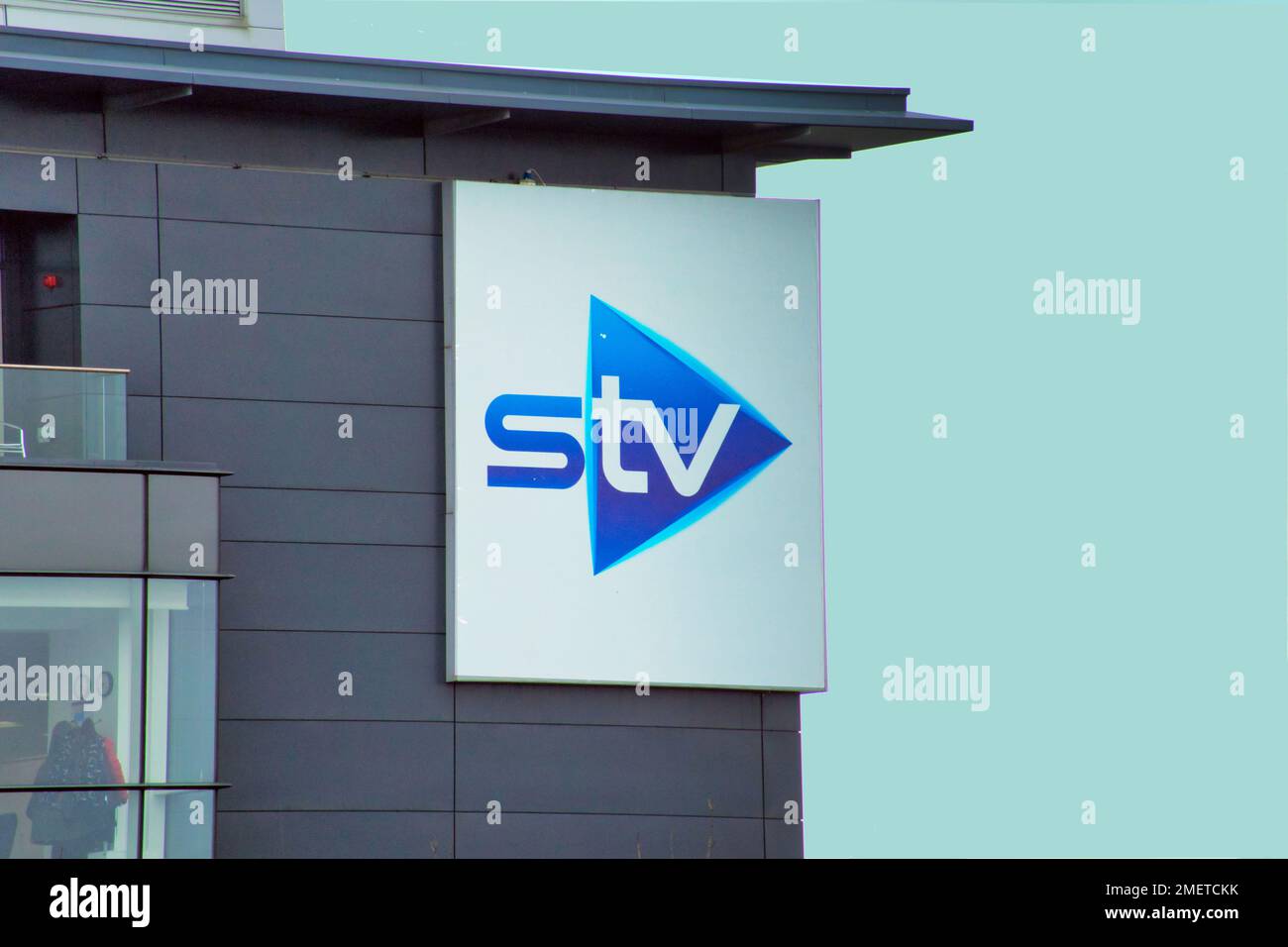 Schottische STV-Studios signieren Pacific Quay Glasgow G51 1PQ Stockfoto