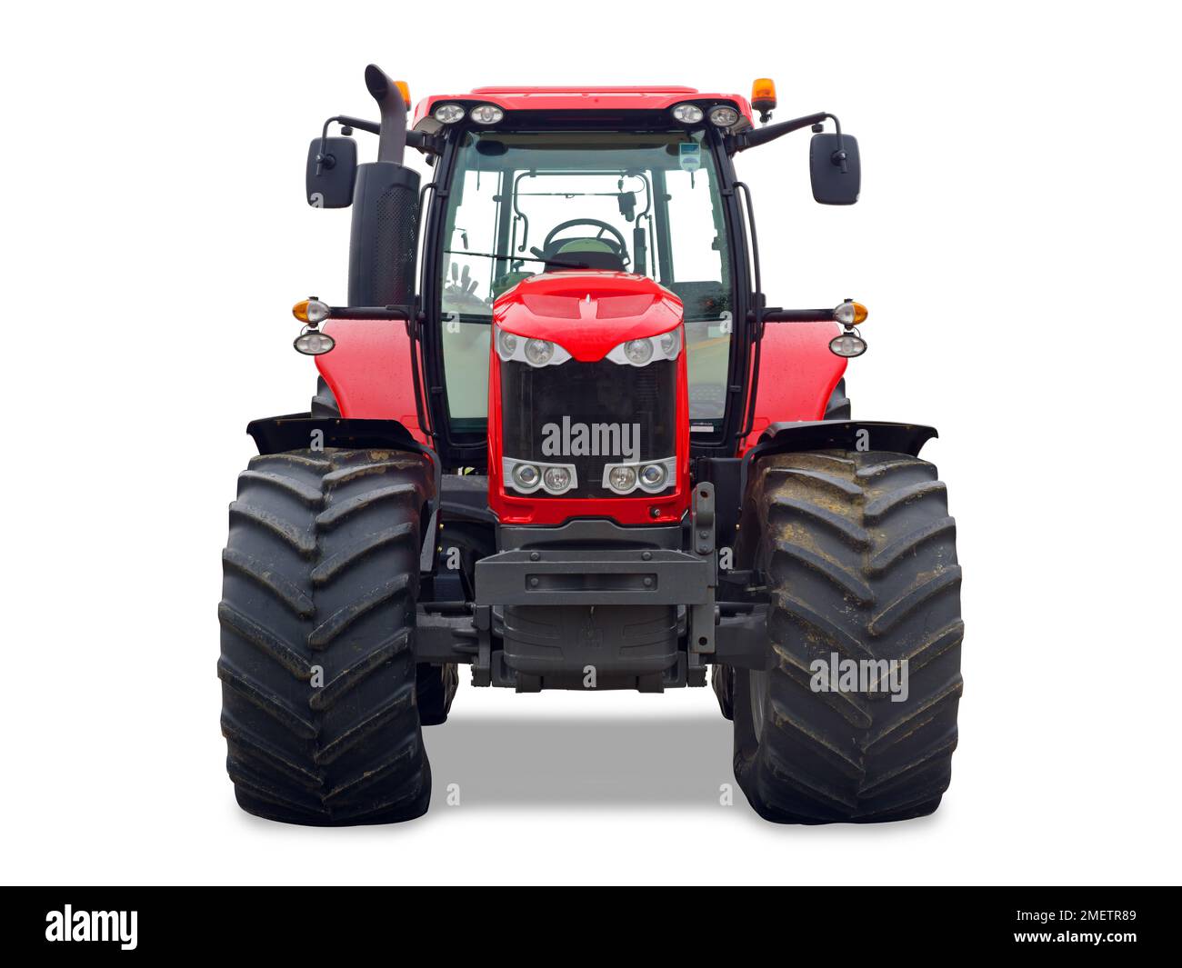 Roter Traktor, Rückansicht Stockfoto