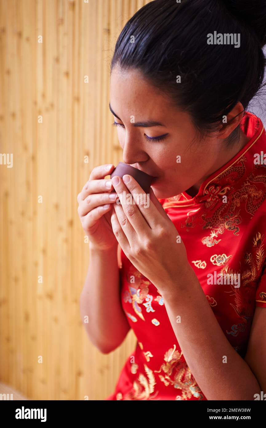 Das Teebuch, chinesische Teezeremonie Stockfoto