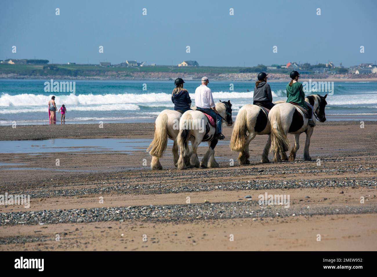 Reiten am Strand in wunderschöner Strandlage auf dem Wild Atlantic Way. County kerry, Irland Stockfoto