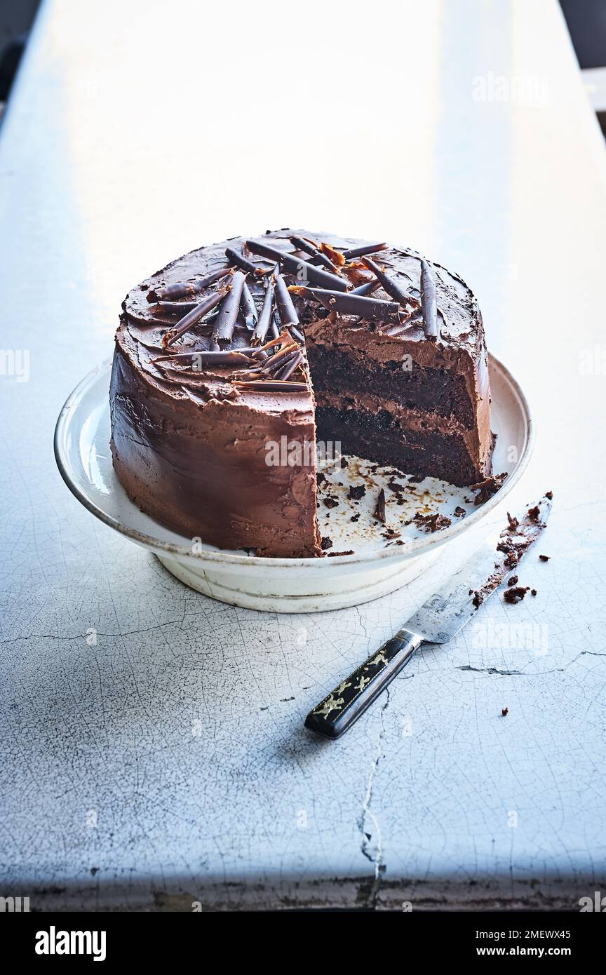 Dunkle Schokoladenkuchen Stockfoto