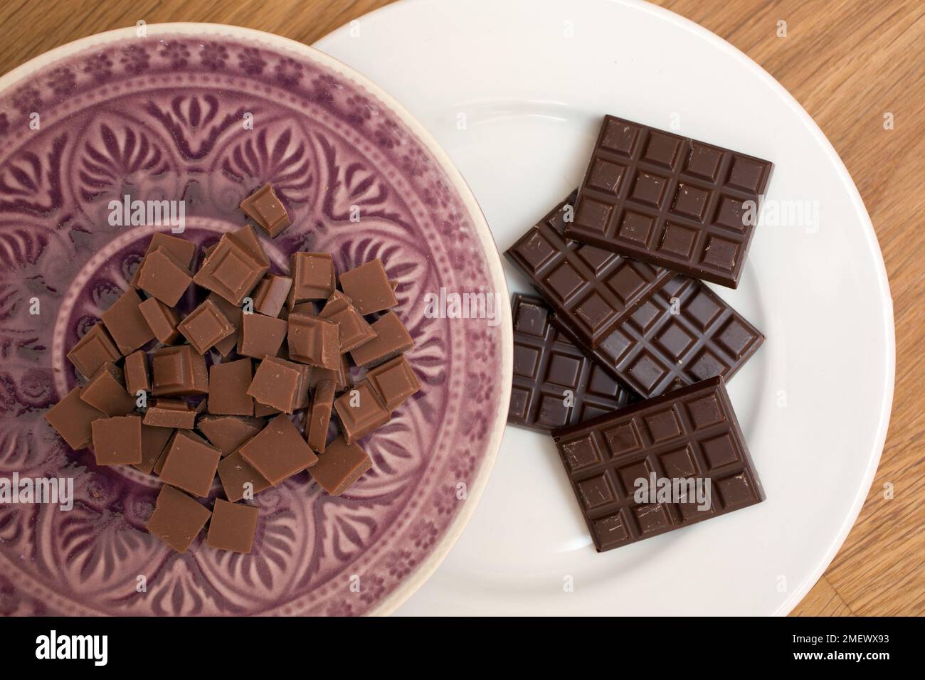 Schokoladenriegel zur Verkostung Stockfoto
