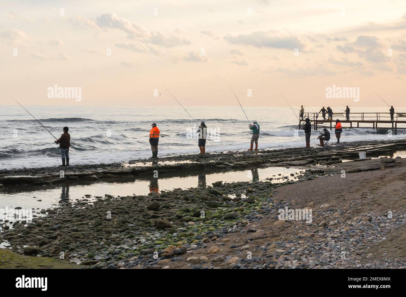 Fischer am Abend Stockfoto