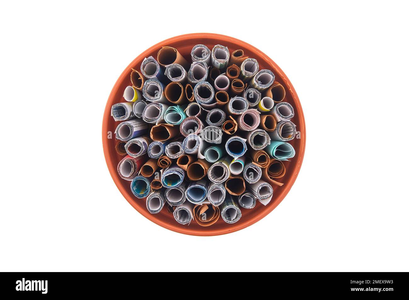 Heimwerker-Bienenstuben - aufgerollte Papierreste Stockfoto