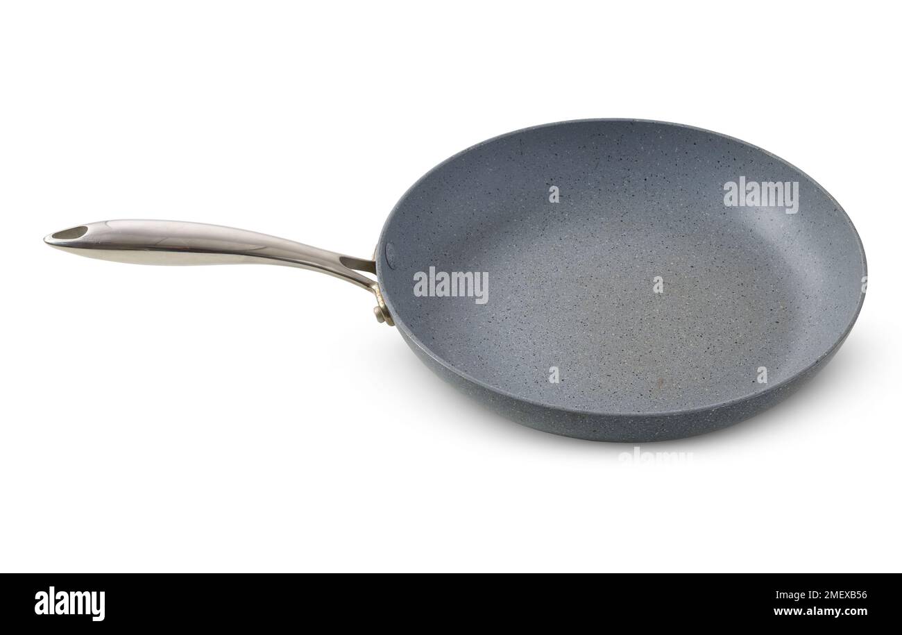 Graue Bratpfanne aus Metall Stockfoto