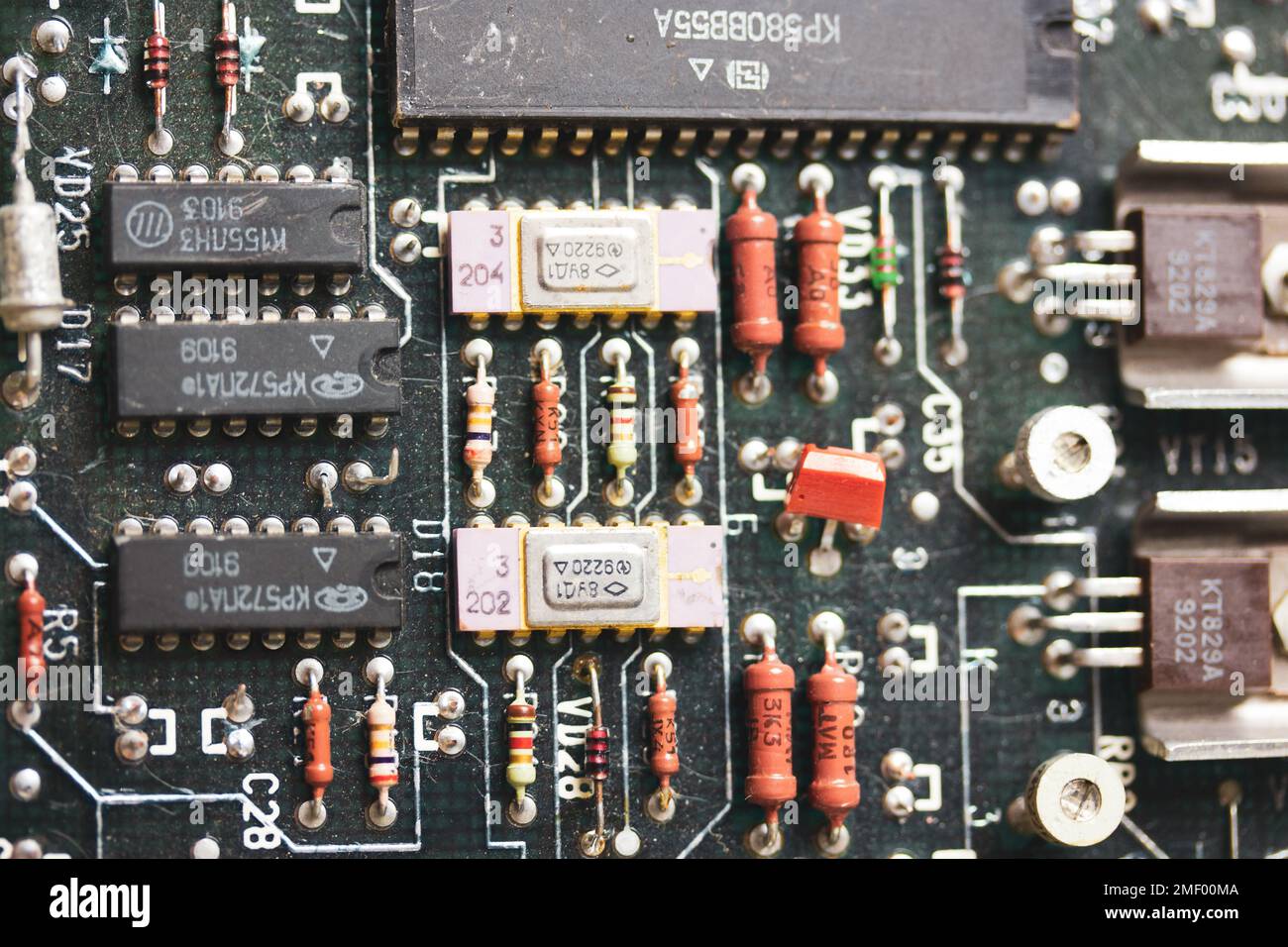 Kiew Ukraine 1. Mai 2021 Green Motherboard Background Production of Circuit Board, Electronic Computer Components Software Engineering, Hardware Techno Stockfoto