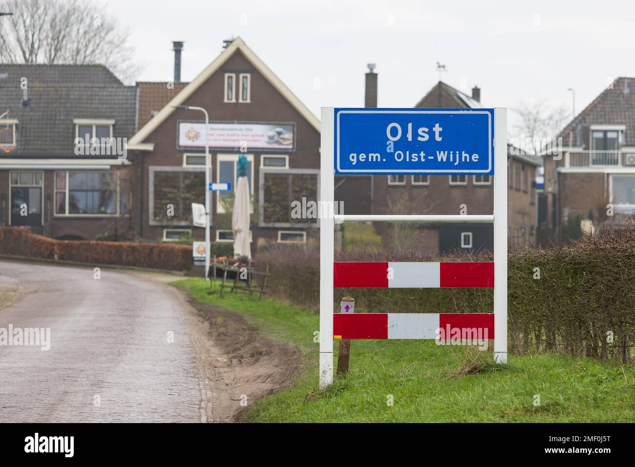 Olst Wijhe, Niederlande - 21. Januar 2023:Ortsname der Gemeinde Olst OLS-Wijhe in Overijssel Niederlande Stockfoto