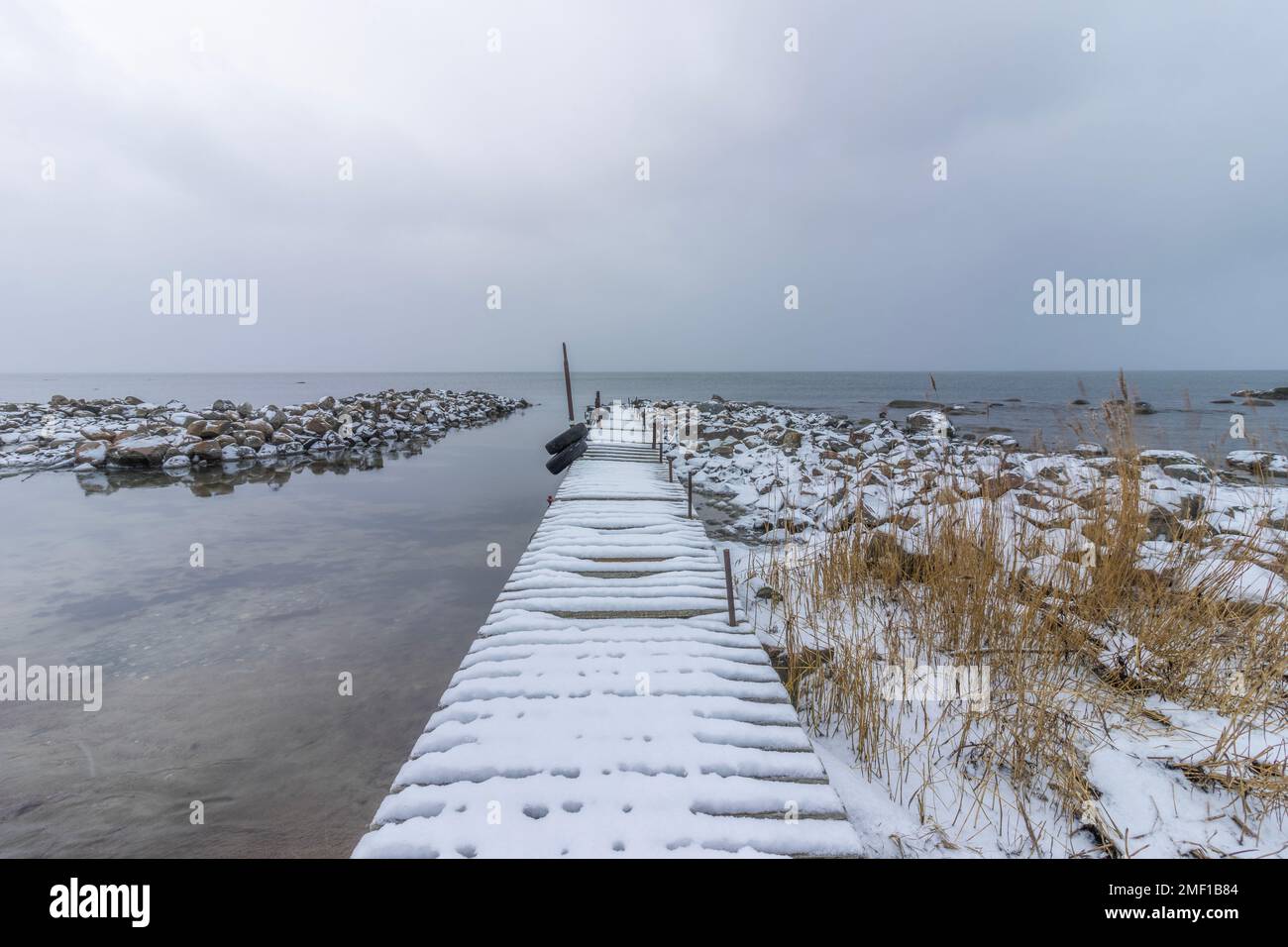 Graue Ostseeküste in Estland Stockfoto