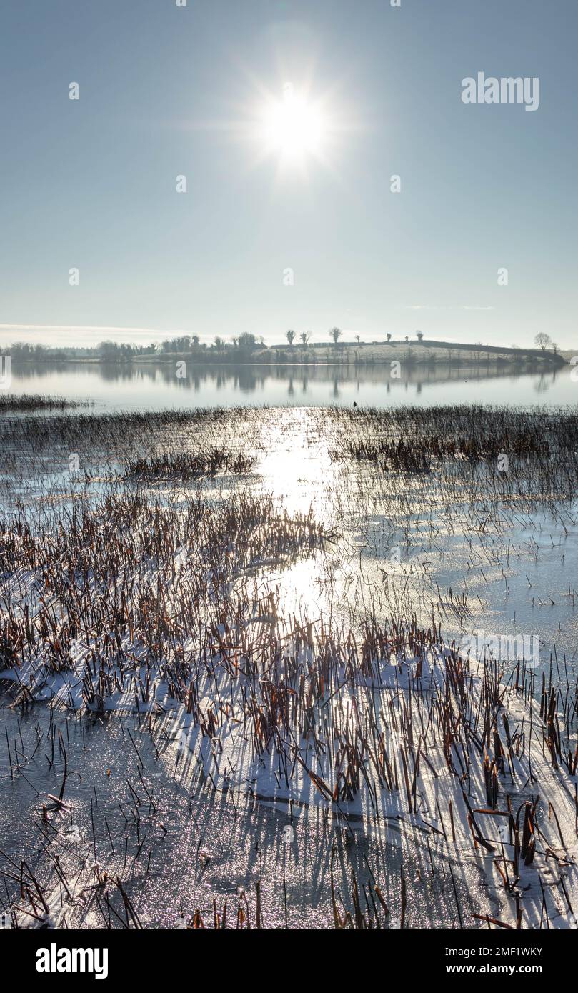 Eis auf Lough Erne. Kilmore Quay, Lisnaskea, Co Fermanagh Stockfoto