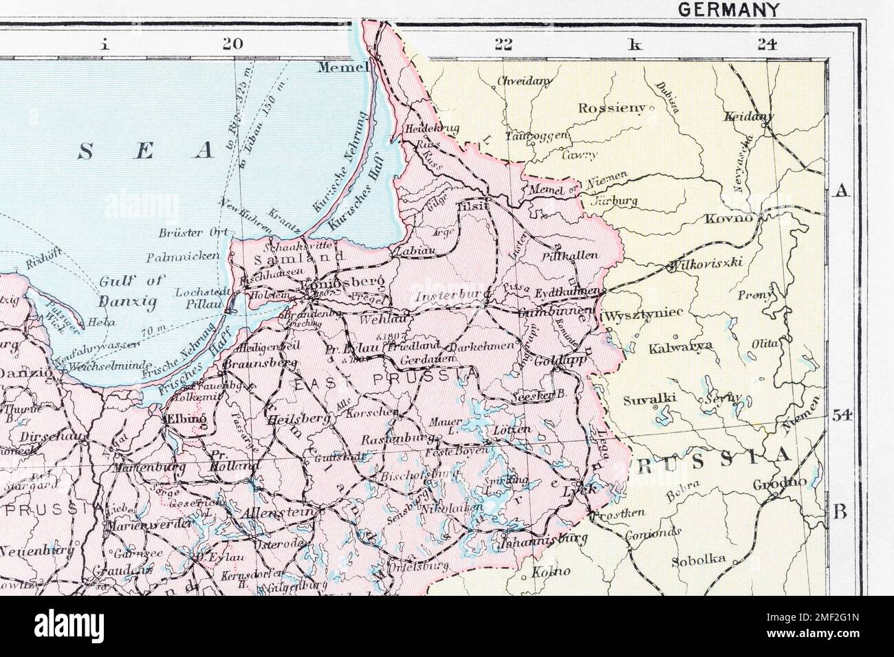 1913 Atlas-Karte von Deutsch-Ostpreußen & Stadt Königsberg / Kaliningrad, Suwalki Gap / Korridor 