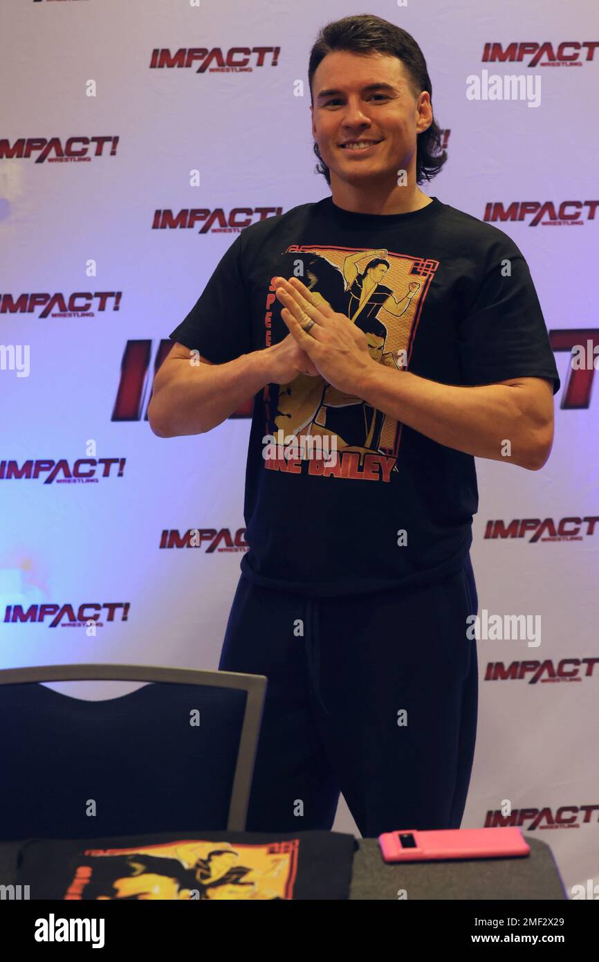 Mike Bailey posiert am 10. Dezember 2022 bei der IMPACT Wrestling Winter Warfare im Charles F. Dodge City Center in Pembroke Pines, FL. (Foto: Paul Fong/Image of Sport) Stockfoto