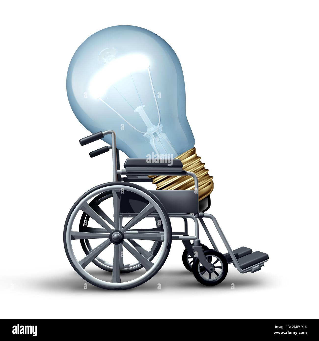 Rehabilitationsideen und Zugänglichkeit oder Altenpflegekonzept als Symbol für körperliche Behinderungen Mobilitätseinschränkungen Lösung als Rollstuhl Stockfoto