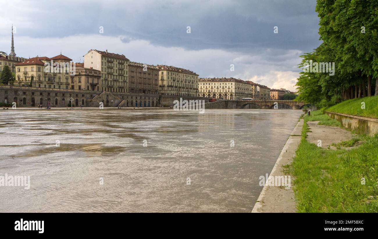 Das Ufer des Po in Turin, Italien Stockfoto