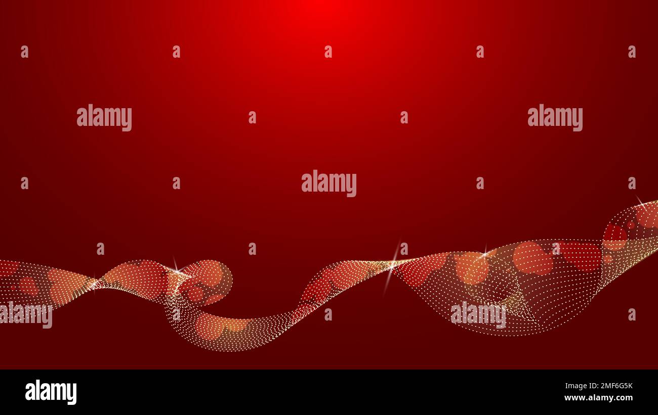 Abstrakter, roter Hintergrund mit abgerundeten Linien und rotem Bokeh. Stock Vektor