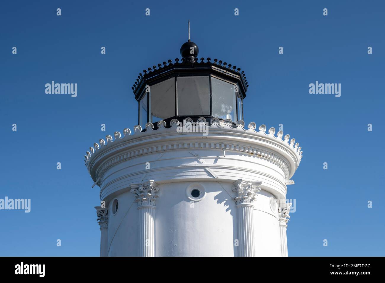 Der Portland Brekwater Lighthouse in South Portland, Maine, trägt den Spitznamen Bug Light und wurde von Thomas Walter entworfen, der vom Choragic Monument of Lysi inspiriert wurde Stockfoto