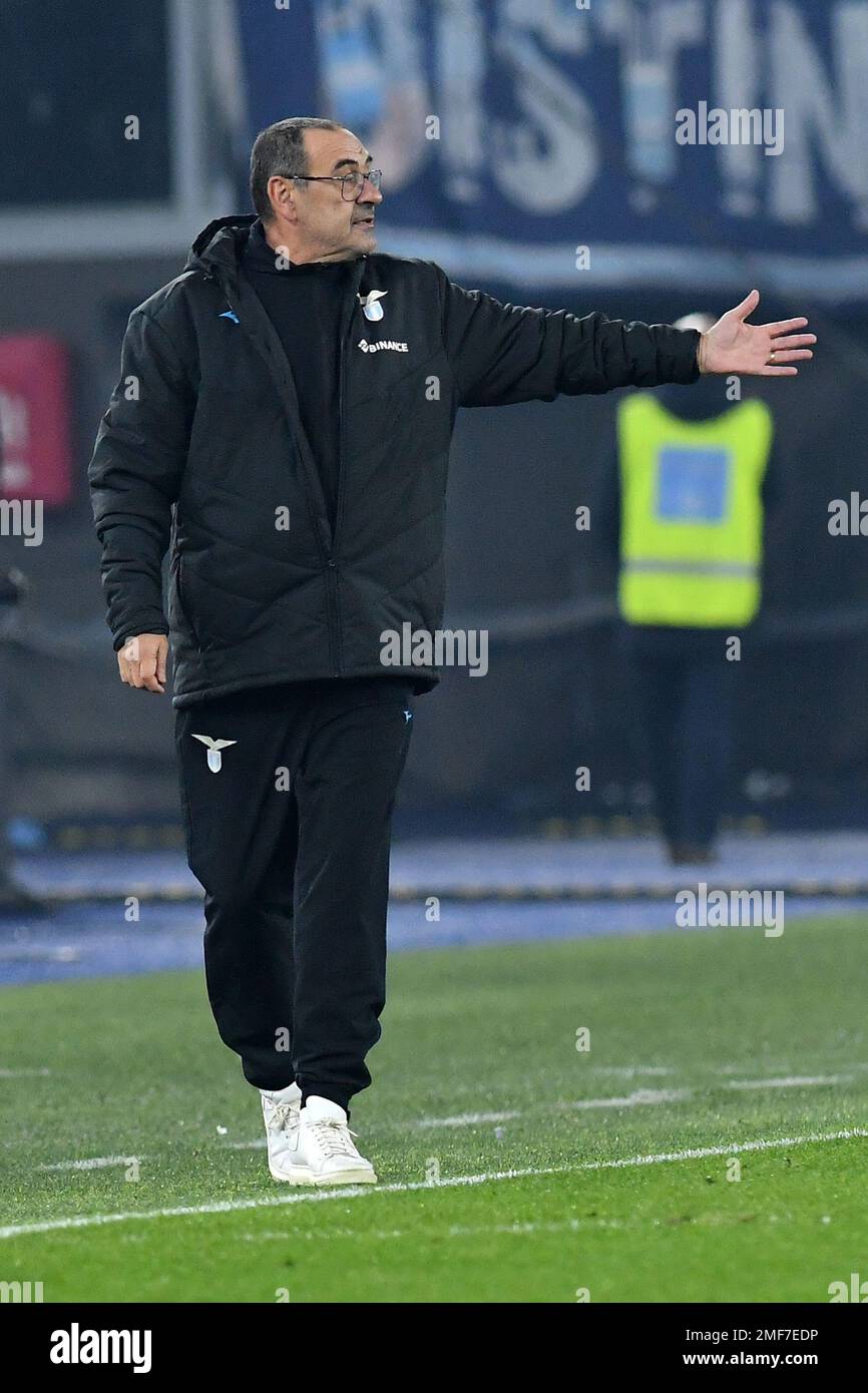 l0024. Januar 2023, Stadio Olimpico, Rom, Italien; Serie A Fußball; Lazio gegen AC Mailand; Lazio Trainer Maurizio Sarri Stockfoto