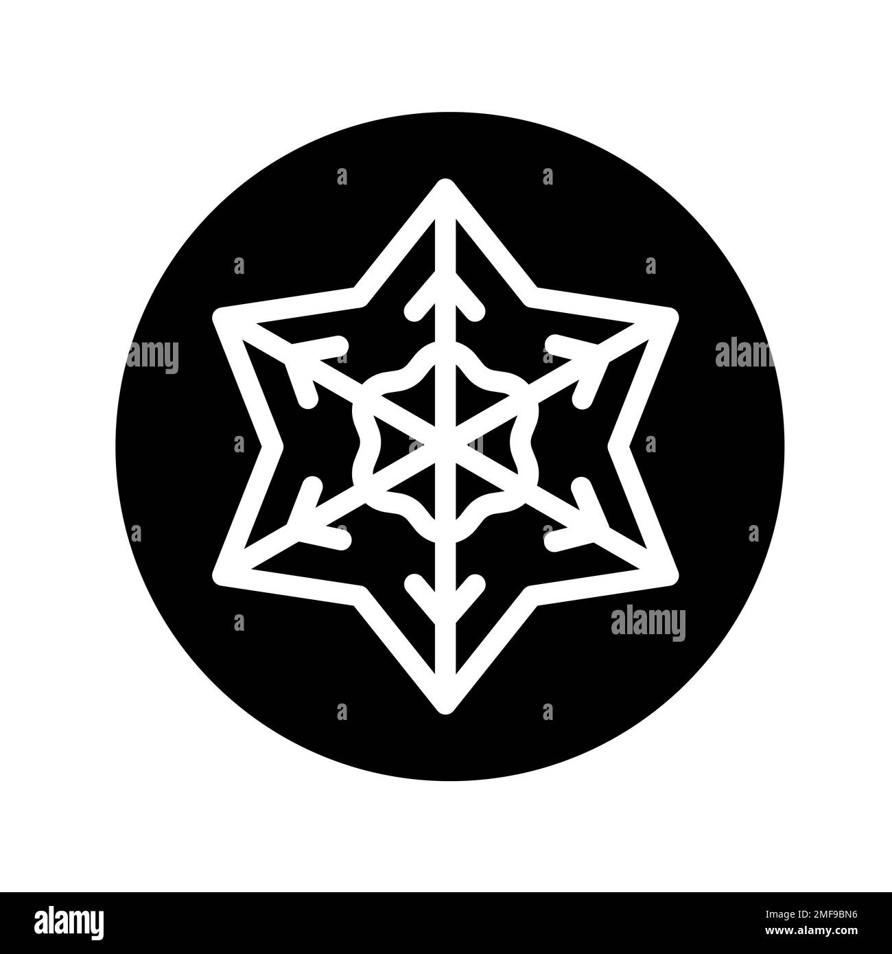 Symbol für die Farblinie der Schneeflocke. Geometrische Verzierung. Festliche Dekoration. Stimmungsvoller Eiskristall Stock Vektor