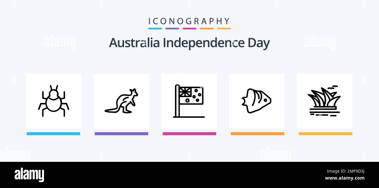Australia Independence Day Line 5 Icon Pack einschließlich Land. sydney. Standort. Hafen. Brücke. Kreatives Symboldesign Stock Vektor