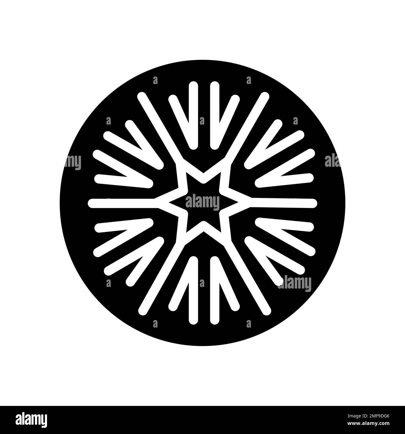 Symbol für die Farblinie der Schneeflocke. Geometrische Verzierung. Festliche Dekoration. Stimmungsvoller Eiskristall Stock Vektor