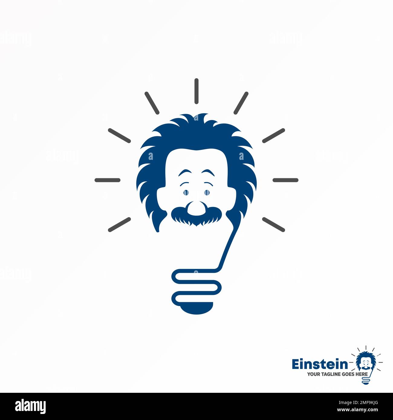 Lampe oder Beleuchtung mit Einstein Gesichtsbild Grafiksymbol Logo Design abstraktes Konzept Vektormaterial. Im Zusammenhang mit Intelligenz oder Bildung Stock Vektor