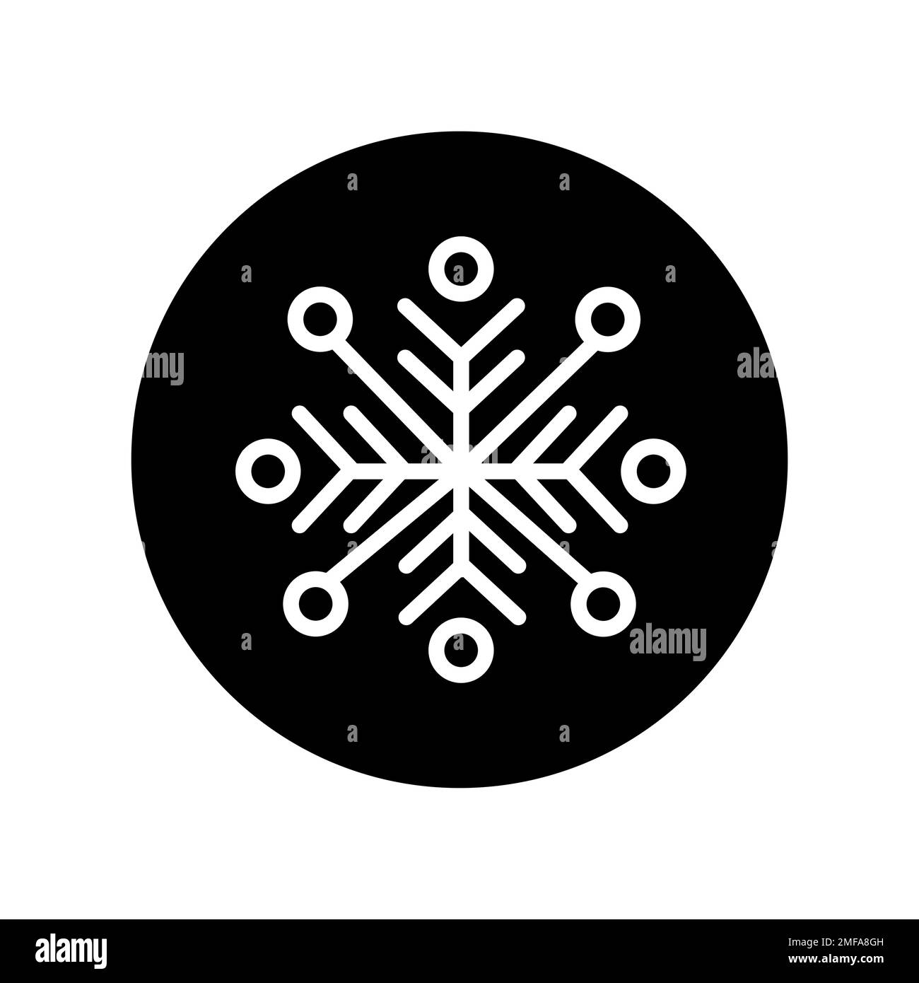 Symbol für die Farblinie der Schneeflocke. Geometrische Verzierung. Festliche Dekoration. Stimmungsvoller Eiskristall Stock Vektor