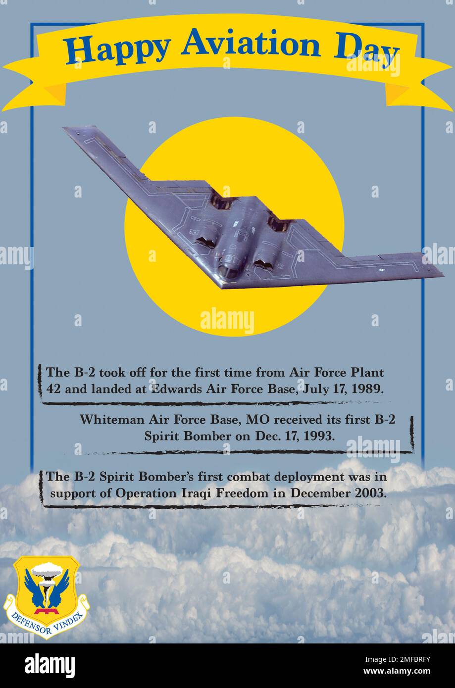 Der National Aviation Day beobachtet die Entwicklung und die Ergebnisse der Luftfahrt am 19. August. Der Feiertag wurde 1939 von Präsident Franklin D. Roosevelt eröffnet, der in einer Präsidialproklamation den Jahrestag des Geburtstages von Orville Wright zum National Aviation Day erklärte. (USA Illustration der Luftwaffe von Airman 1. Klasse Hailey Farrell) Stockfoto