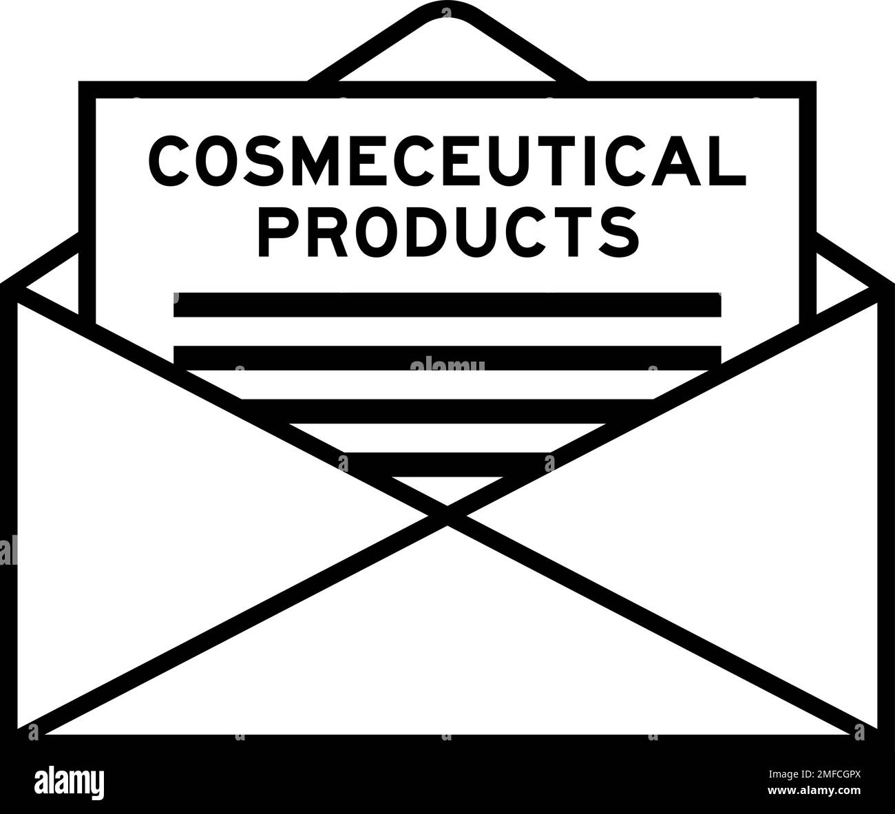Umschlag und Briefzeichen mit dem Wort „Cosmeceutical Products“ als Schlagzeile Stock Vektor