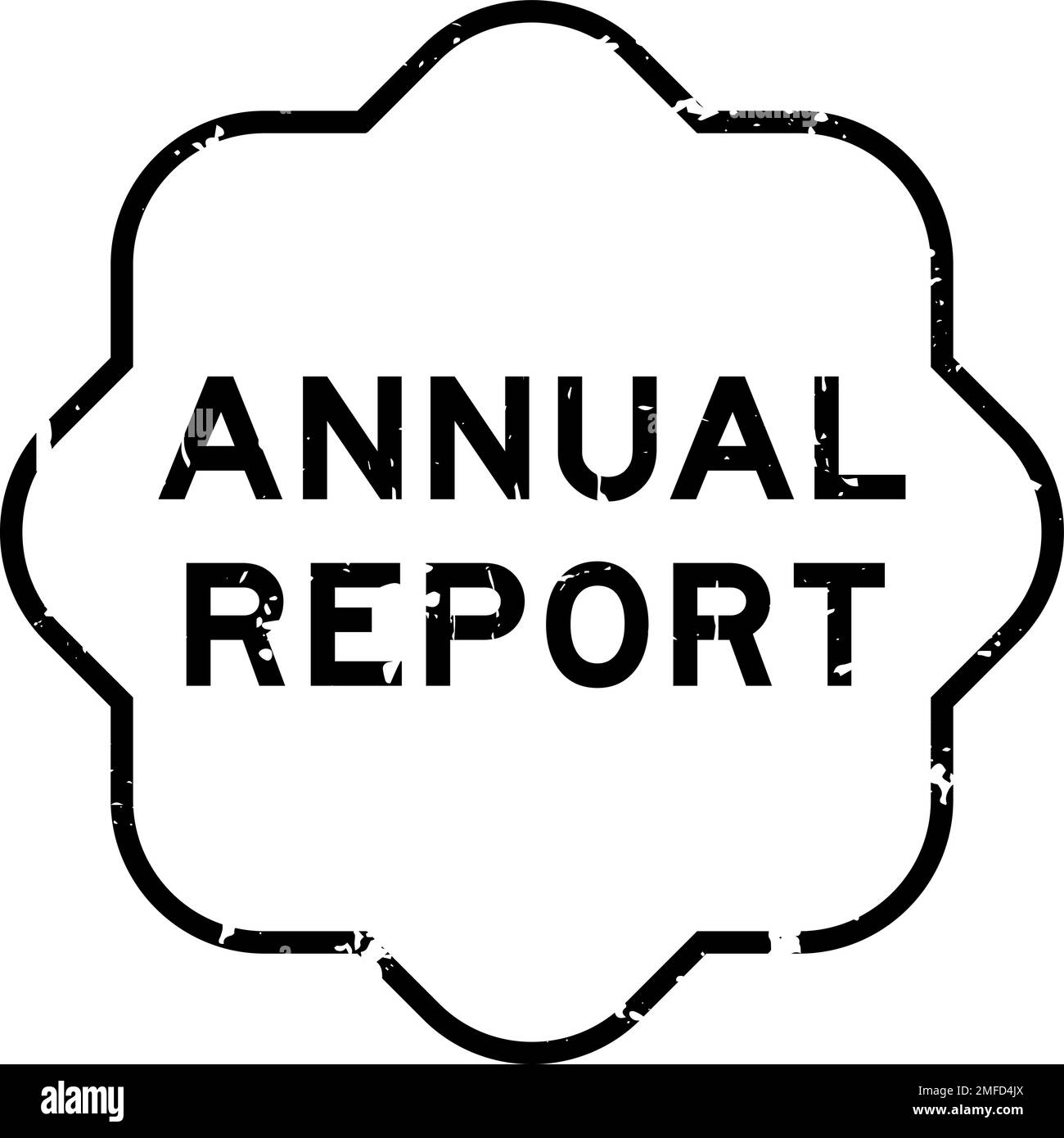 Grunge, schwarzer Jahresbericht, Gummisiegelstempel auf weißem Hintergrund Stock Vektor