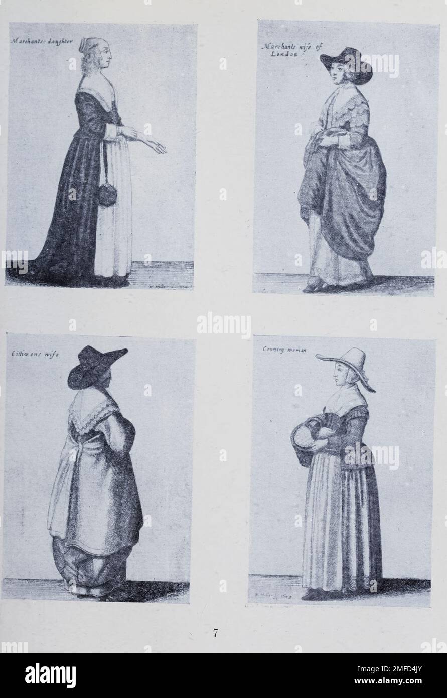 Die Serie von 32 Halbtonreproduktionen von Gravuren von Hollar Wenceslaus Hollar (23. Juli 1607 – 25. März 1677) war ein erfolgreicher und erfolgreicher böhmischer Grafiker des 17. Jahrhunderts, der einen Großteil seines Lebens in England verbrachte. AUCH BEKANNT als Wenzel Hollar; und Václav Hollar Er ist besonders bekannt für seine Gravuren und Gravuren. Er wurde in Prag geboren, starb in London, aus dem Buch " English Costume " von Dion Clayton Calthrop, 1878-1937 Publication date 1907 Publisher London, A. & C. Black Stockfoto