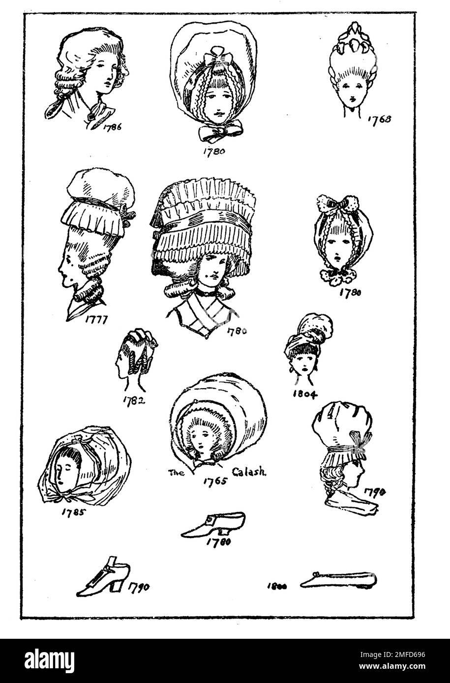18. Century Women's Headdress aus dem Buch " English Costume " von Dion Clayton Calthrop, 1878-1937 Publication date 1907 Publisher London, A. & C. Black Stockfoto