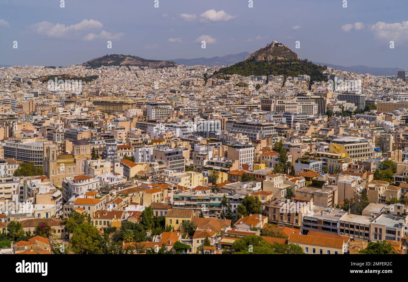 Panoramablick auf Athen, Griechenland Stockfoto