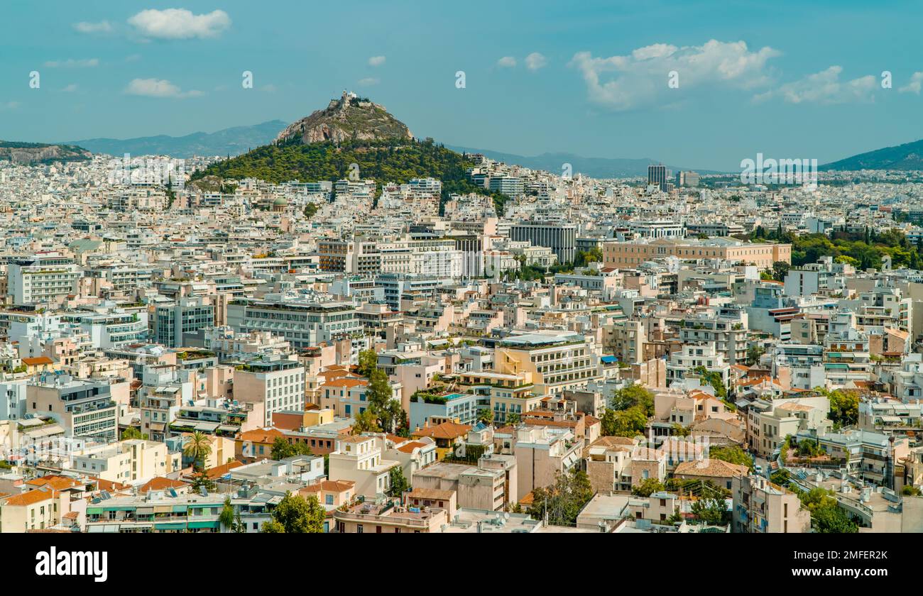 Panoramablick auf Athen, Griechenland Stockfoto