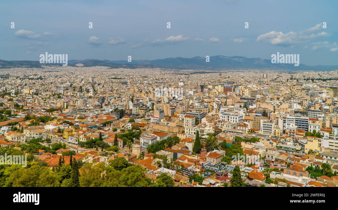 Panoramablick auf Athen, Griechenland Stockfoto