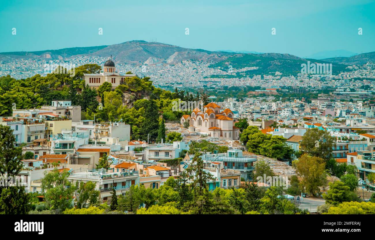 Panoramablick auf Athen, Griechenland Stockfoto