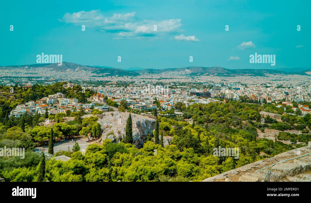 Panoramablick auf Athen, Griechenland Stockfoto