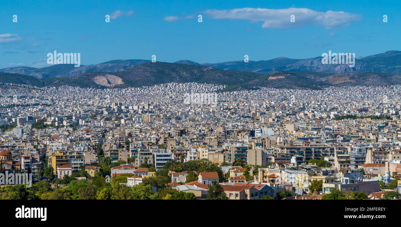 Panoramablick auf Athen, Griechenland Stockfoto