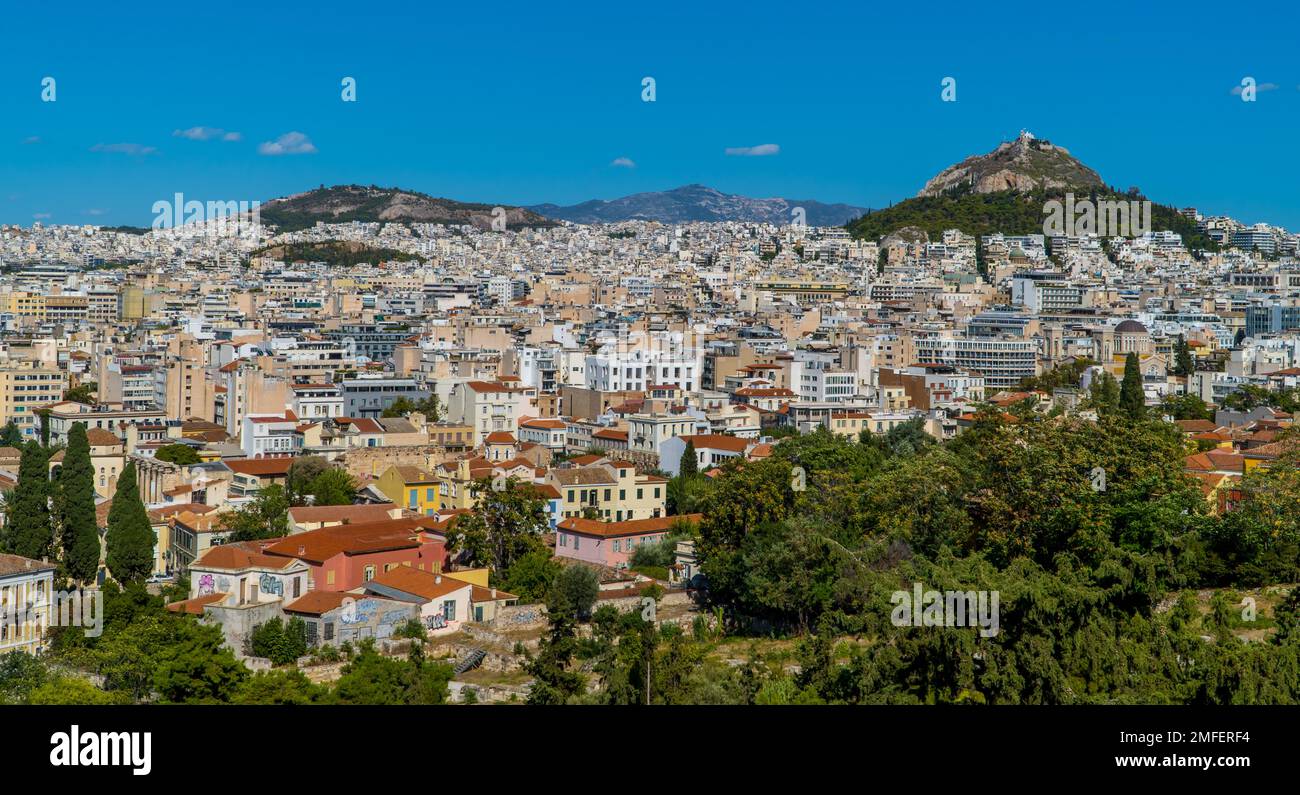 Panoramablick auf Athen, Griechenland Stockfoto