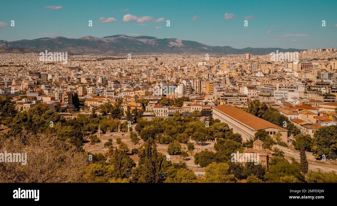 Panoramablick auf Athen, Griechenland Stockfoto
