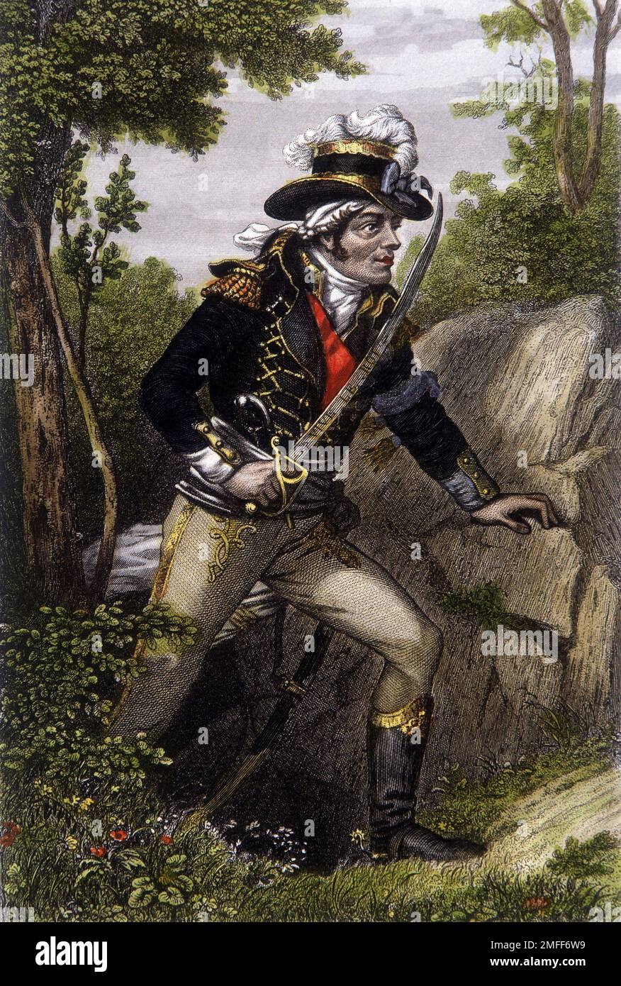 Portrait en bite du Chef chouan Francois Athanase de Charette de la Contrie (1763-1796). Stockfoto