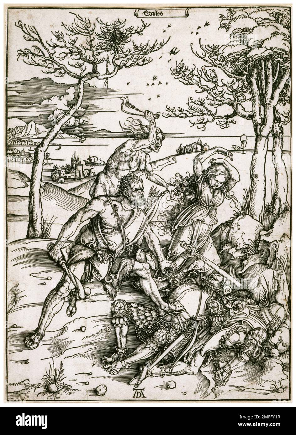 Albrecht Durer, Ercules (Herkules tötet die Molioniden, Herkules und Cacus), Holzschnitt, ca. 1496 Stockfoto