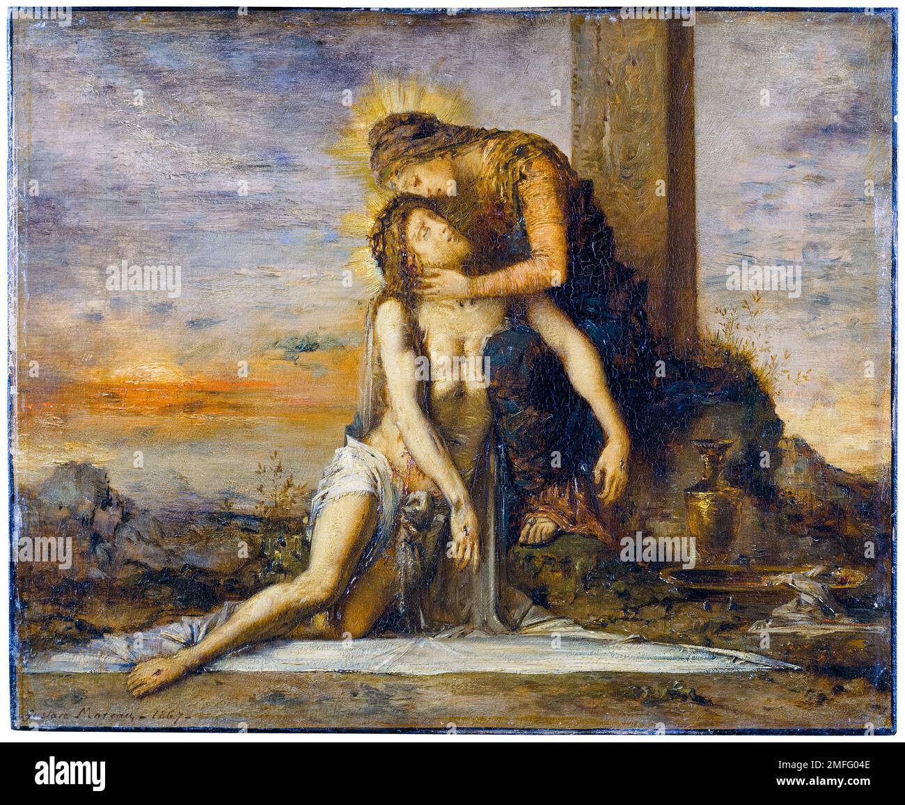 Gustave Moreau, Pieta, Ölgemälde auf Schalttafel, 1867 Stockfoto