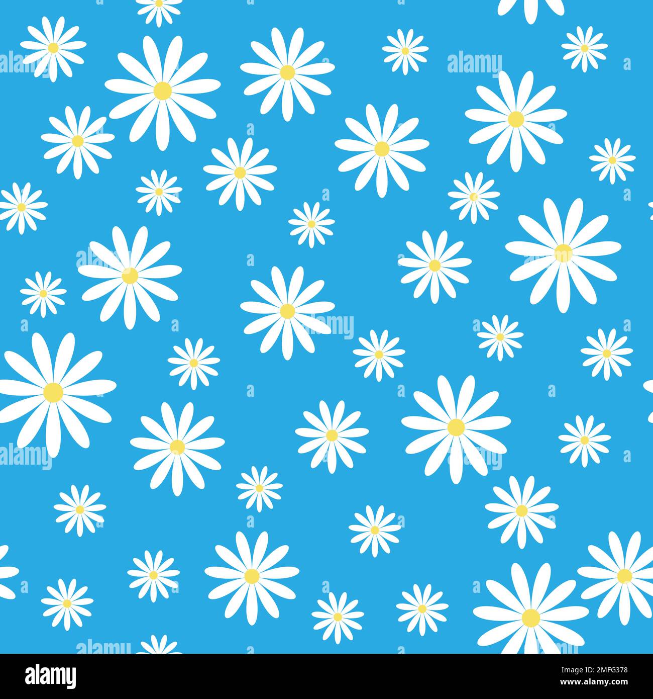 Nahtloses Muster mit Gänseblümchen auf blauem Hintergrund Stock Vektor