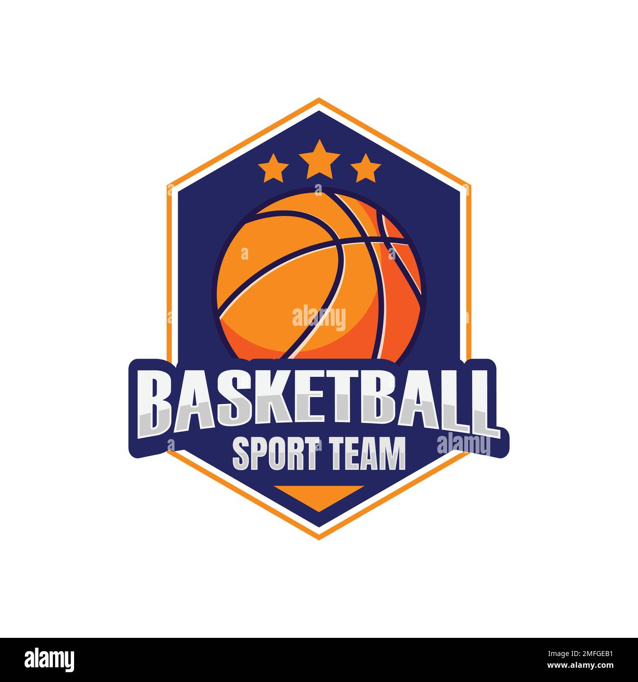 Vektorbild des Logos des Basketball Clubs. Basketball Club Logo Template Creator für Sportmannschaft Vector Stock Vektor