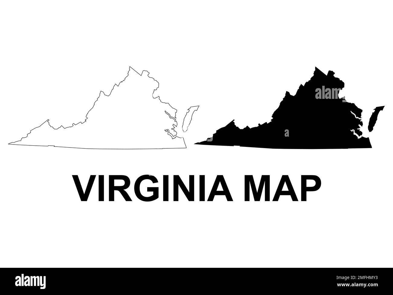 Virginia-Kartenform, vereinigte Staaten von amerika. Vektordarstellung für Symbole mit flachem Konzept. Stock Vektor