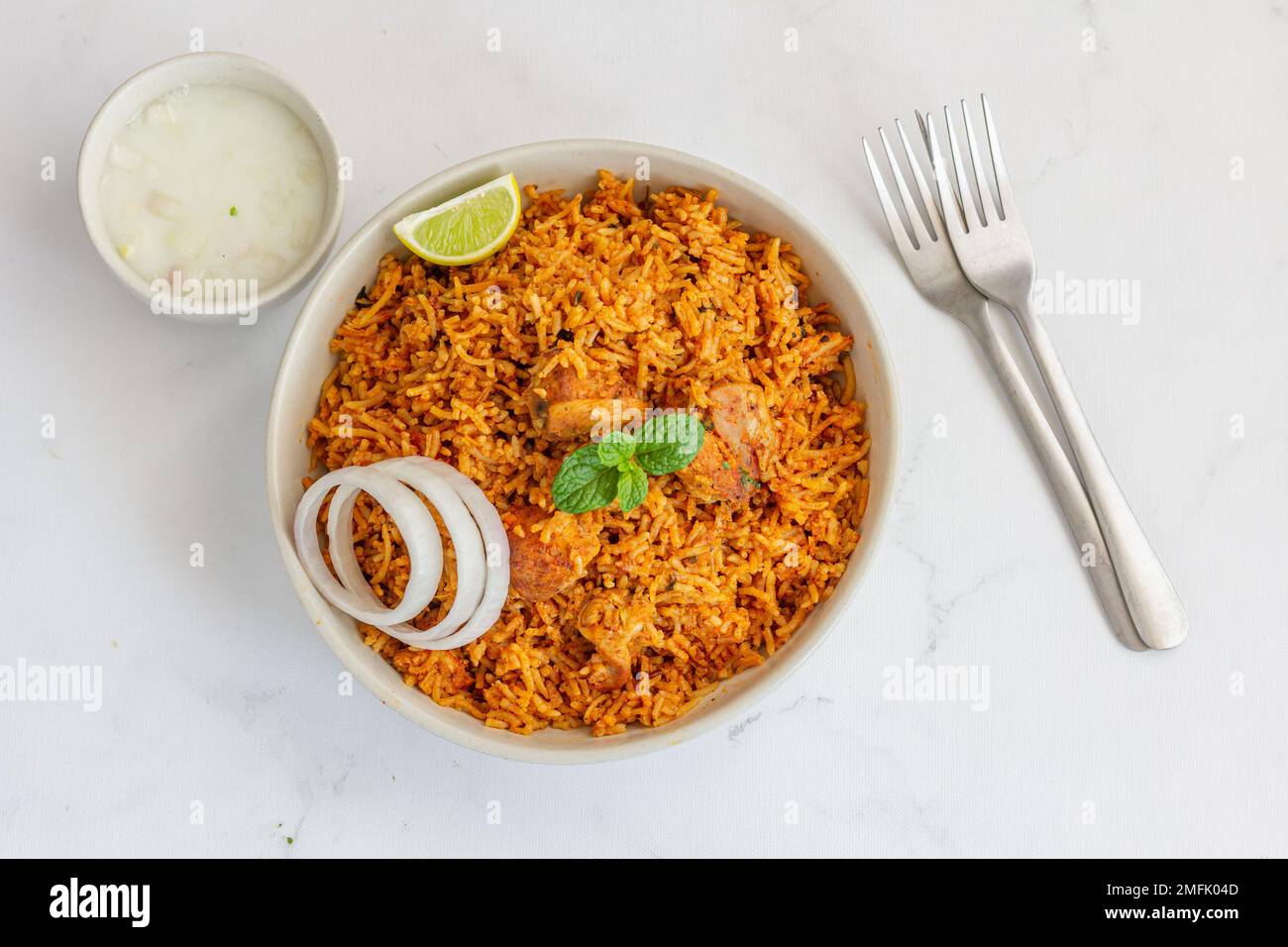 Südindisches Hühnchen Biryani Direkt Über Dem Foto Stockfoto